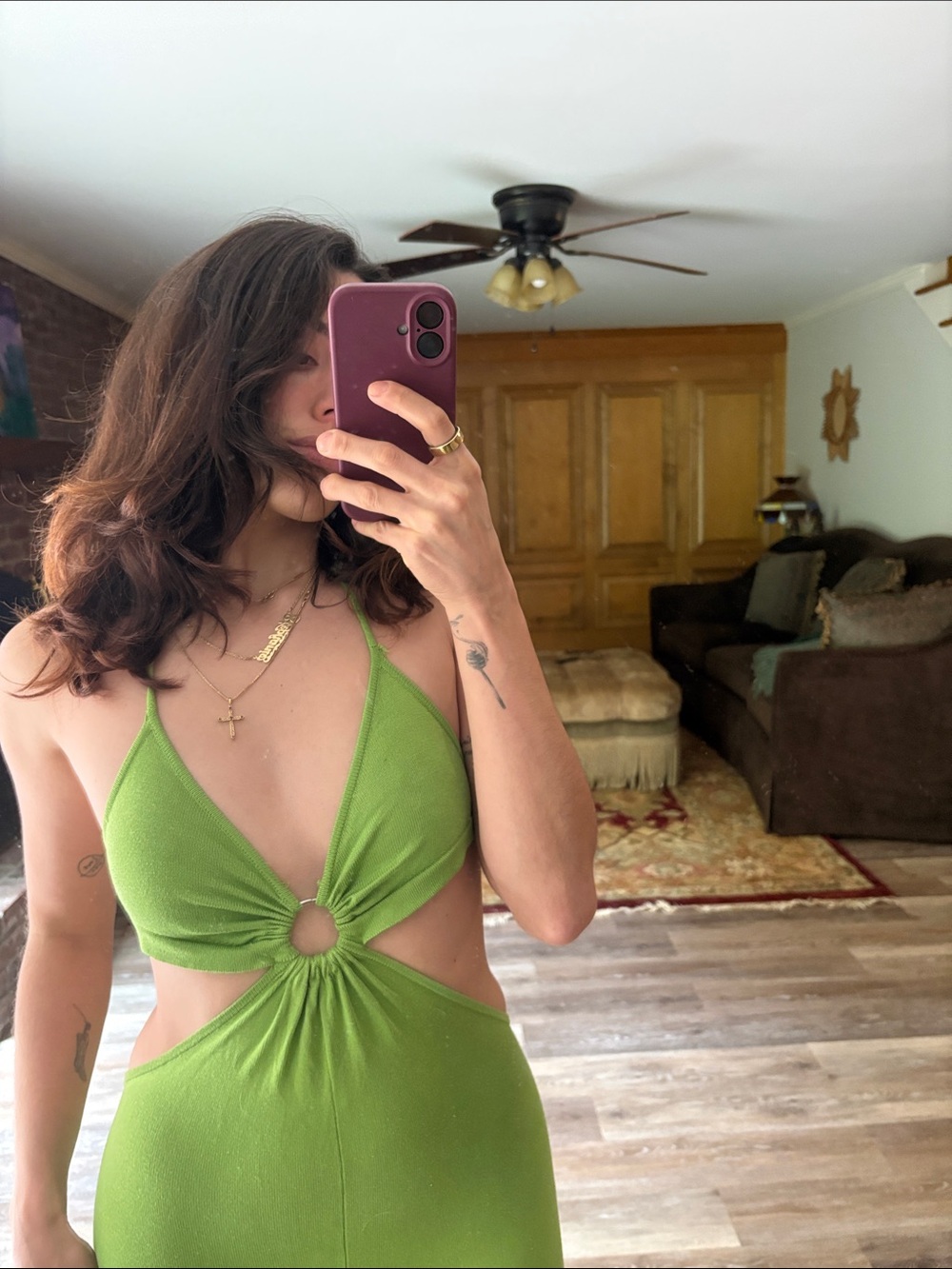 Princess Polly Green Halter Wide-Leg  Jumpsuit